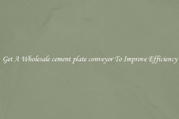 Get A Wholesale cement plate conveyor To Improve Efficiency